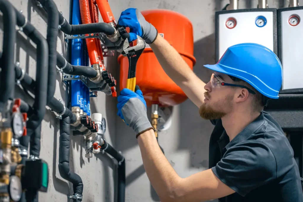 man-installs-heating